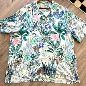Tommy Bahama Men’s 100% silk button down Dress Shirt vacation ready XXXL